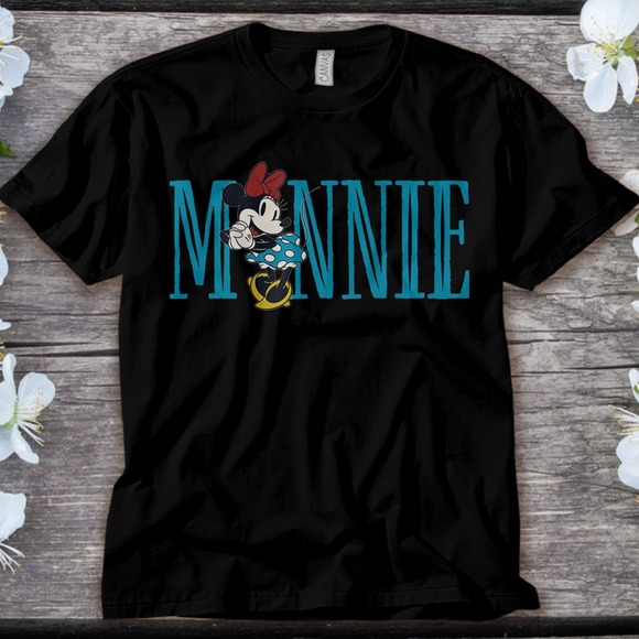 Disney Mickey and Friends Minnie Mouse Lettering Classic T-Shirt Unisex Adult - Picture 1 of 2
